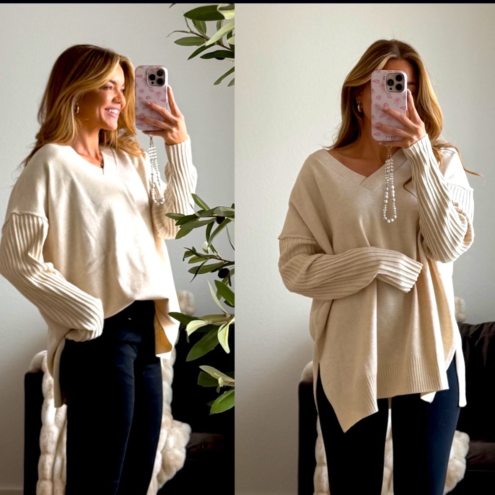 Womens V-Neck Long Sleeve Sweater